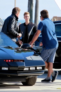 David Hasselhoff and Justin Bieber film scenes for Hasselhoff's new movie 'Killing Hasselhoff' in Venice Beach